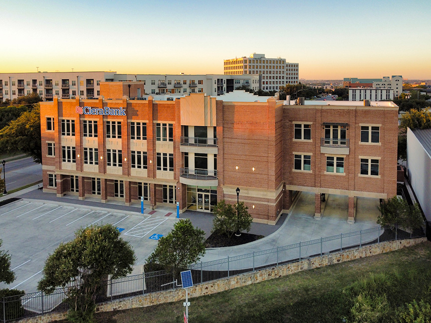 Architecture commercial bank DFW aerial